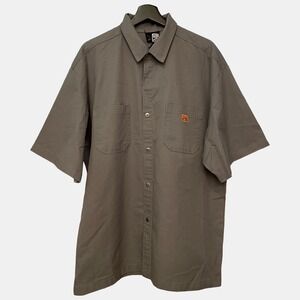 FB County Mens XL Short Sleeve Work Shirt Gray Charcoal Button Up Made in USA